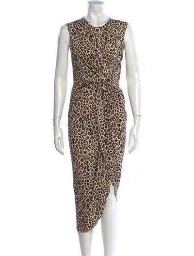 Pre-owned Yigal Azrouël Animal Print Midi Length Dress In Multicolor