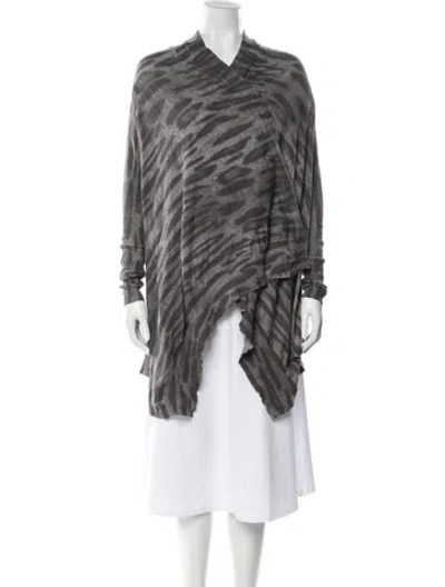 Pre-owned Yigal Azrouël Animal Print V-neck Sweater In Gray