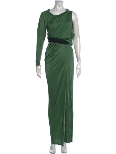 Pre-owned Yigal Azrouël Asymmetrical Long Dress In Green