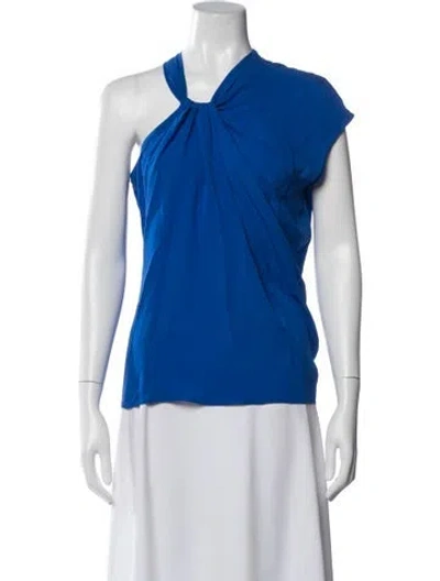 Pre-owned Yigal Azrouël Asymmetrical Short Sleeve Top In Blue