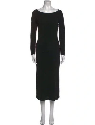 Pre-owned Yigal Azrouël Bateau Neckline Midi Length Dress In Black
