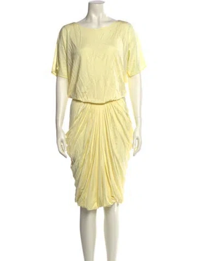 Pre-owned Yigal Azrouël Bateau Neckline Midi Length Dress In Yellow