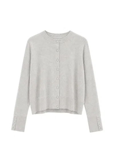 Yigal Azrouël Button-cuff Crew-neck Cardigan In Gray