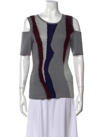 Pre-owned Yigal Azrouël Colorblock Pattern Crew Neck Top In Gray