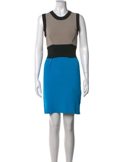 Pre-owned Yigal Azrouël Colorblock Pattern Knee-length Dress In Blue