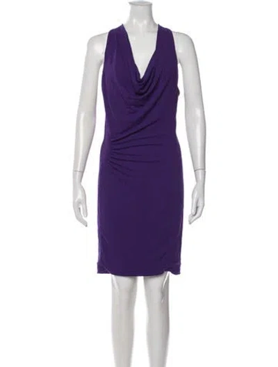 Pre-owned Yigal Azrouël Cowl Neck Knee-length Dress W/ Tags In Purple