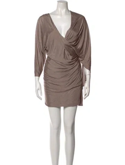 Pre-owned Yigal Azrouël Cowl Neck Mini Dress In Neutral
