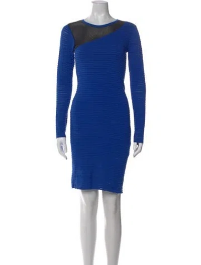 Pre-owned Yigal Azrouël Crew Neck Knee-length Dress In Blue