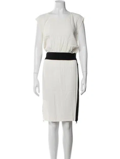 Pre-owned Yigal Azrouël Crew Neck Knee-length Dress In Neutrals