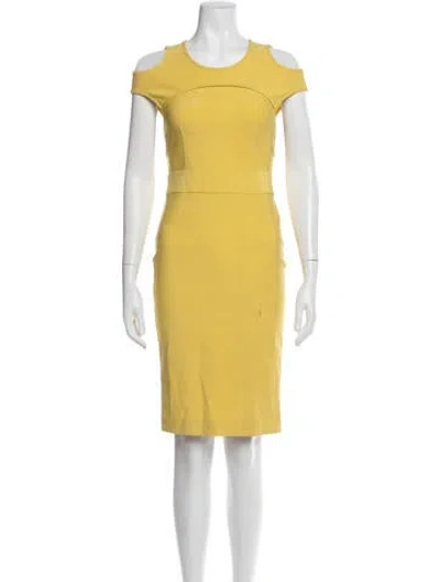 Pre-owned Yigal Azrouël Crew Neck Knee-length Dress In Yellow