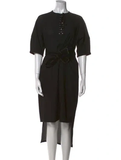 Pre-owned Yigal Azrouël Crew Neck Long Dress In Black