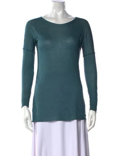 Pre-owned Yigal Azrouël Crew Neck Long Sleeve Top In Blue