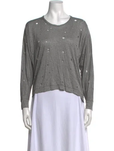 Pre-owned Yigal Azrouël Crew Neck Long Sleeve Top In Grey