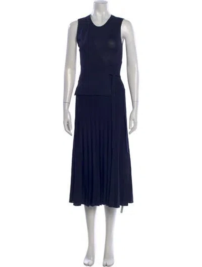 Pre-owned Yigal Azrouël Crew Neck Midi Length Dress In Blue