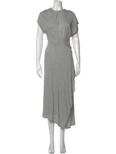 Pre-owned Yigal Azrouël Crew Neck Midi Length Dress In Gray