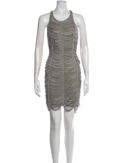 Pre-owned Yigal Azrouël Crew Neck Mini Dress In Grey
