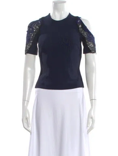 Pre-owned Yigal Azrouël Crew Neck Short Sleeve Top In Blue
