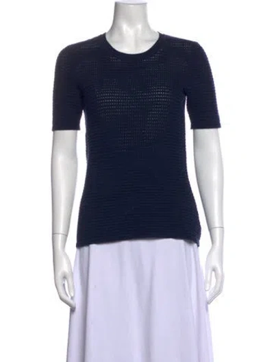 Pre-owned Yigal Azrouël Crew Neck Short Sleeve Top In Blue
