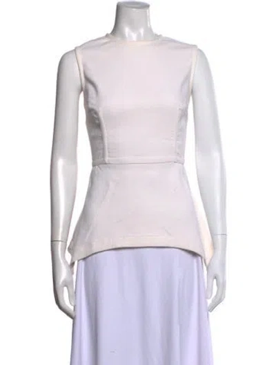 Pre-owned Yigal Azrouël Crew Neck Sleeveless Top In Neutrals