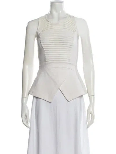 Pre-owned Yigal Azrouël Crew Neck Sleeveless Top In White