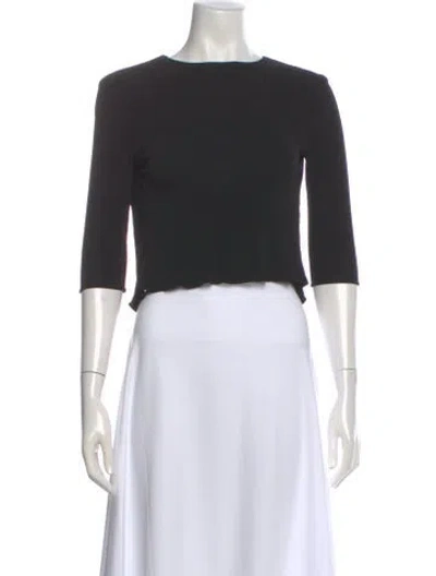 Pre-owned Yigal Azrouël Crew Neck Three-quarter Sleeve Top In Black