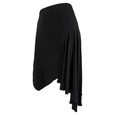 Pre-owned Yigal Azrouël Early 2000s Yigal Azrouel Black Asymetric Stretch Flare Skirt