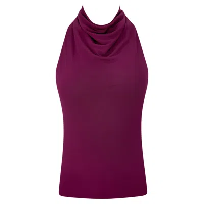 Pre-owned Yigal Azrouël Early 2000s  Burgundy Backless Stretch Halter Top In Red