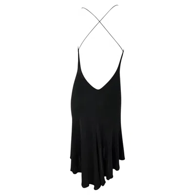 Pre-owned Yigal Azrouël Early 2000s  Sheer Backless Black Cowl Neck Flare Dress