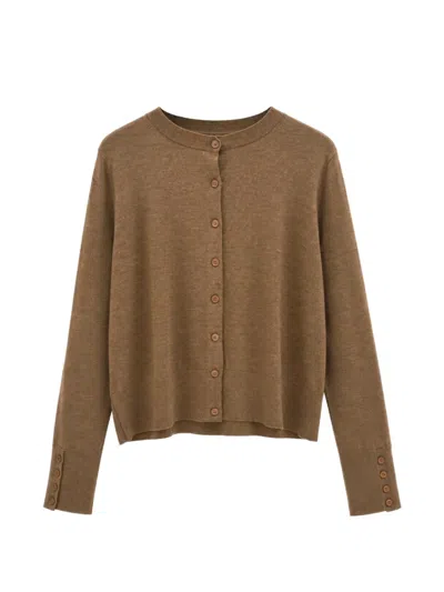 Yigal Azrouël Essential Crew-neck Cardigan In Brown