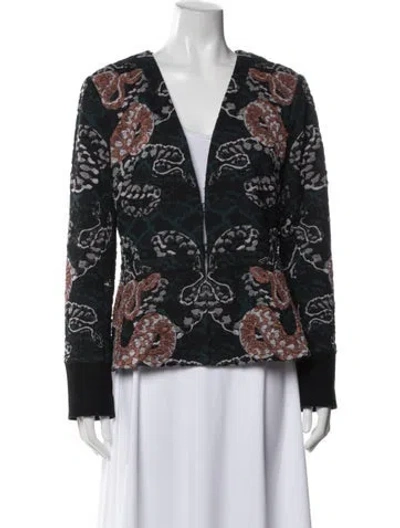 Pre-owned Yigal Azrouël Floral Print Evening Jacket In Black