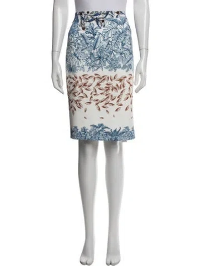 Pre-owned Yigal Azrouël Floral Print Knee-length Skirt In White
