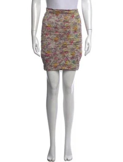 Pre-owned Yigal Azrouël Floral Print Mini Skirt In Yellow