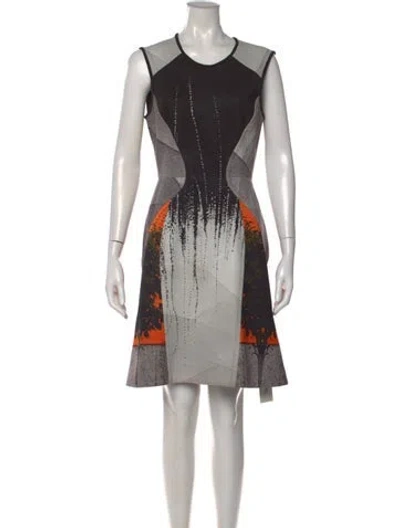 Pre-owned Yigal Azrouël Graphic Print Mini Dress In Black