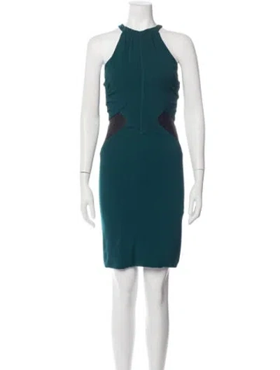 Pre-owned Yigal Azrouël Halterneck Knee-length Dress In Green