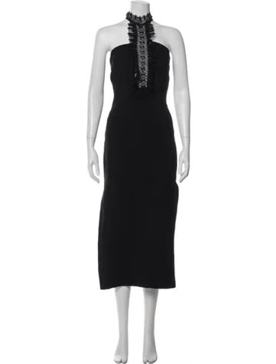 Pre-owned Yigal Azrouël Halterneck Midi Length Dress In Black