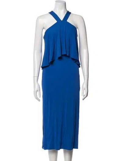 Pre-owned Yigal Azrouël Halterneck Midi Length Dress In Blue