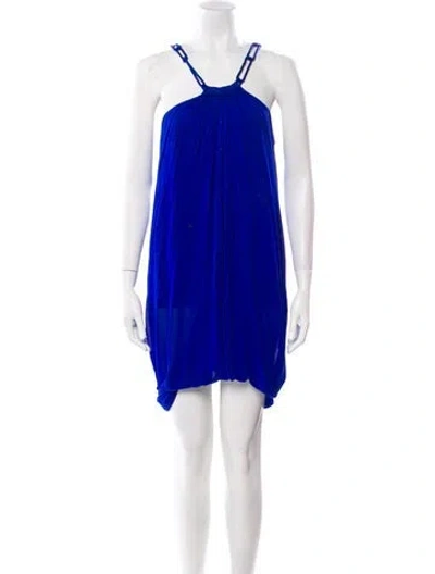 Pre-owned Yigal Azrouël Halterneck Mini Dress In Blue