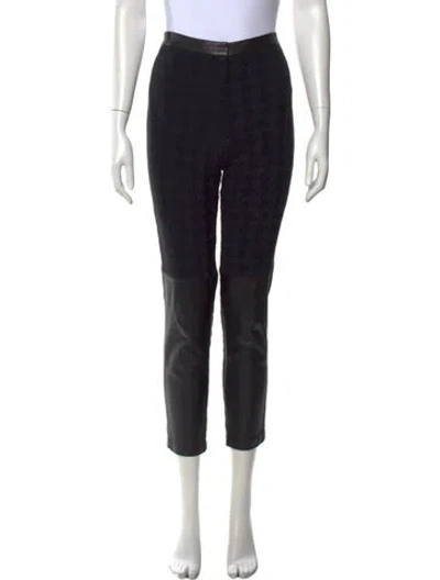 Pre-owned Yigal Azrouël Houndstooth Print Straight Leg Pants In Black