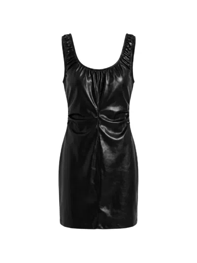Yigal Azrouël Ines Ruched Leather Mini Dress In Blue