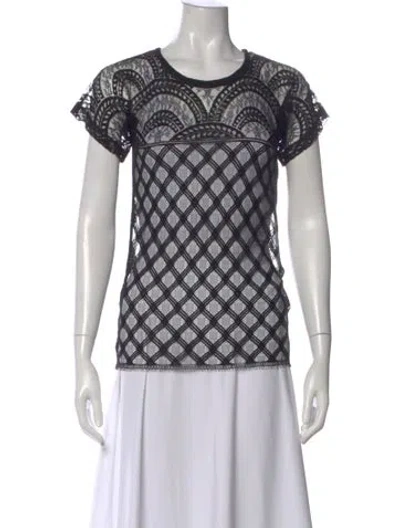 Pre-owned Yigal Azrouël Lace Pattern Crew Neck Top In Black