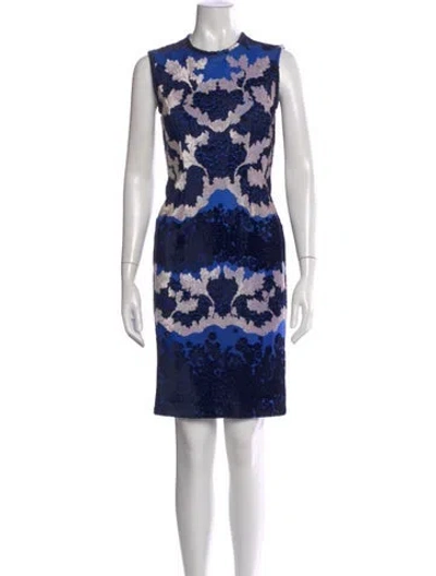 Pre-owned Yigal Azrouël Lace Pattern Knee-length Dress In Blue