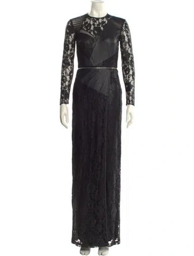 Pre-owned Yigal Azrouël Lace Pattern Long Dress In Black