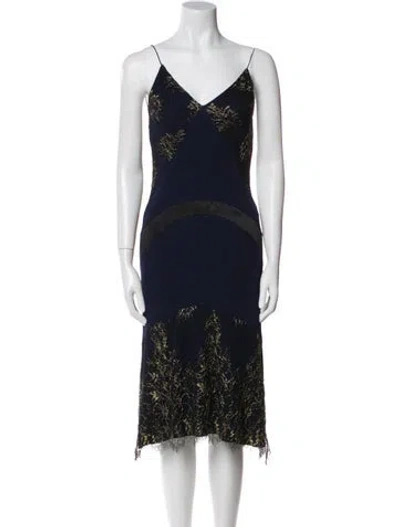 Pre-owned Yigal Azrouël Lace Pattern Midi Length Dress In Blue