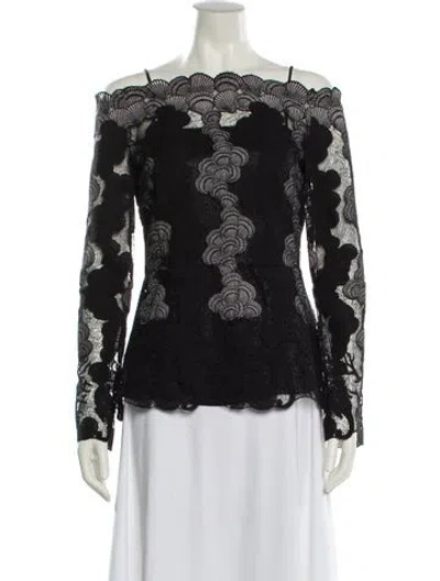 Pre-owned Yigal Azrouël Lace Pattern Off-the-shoulder Blouse In Black