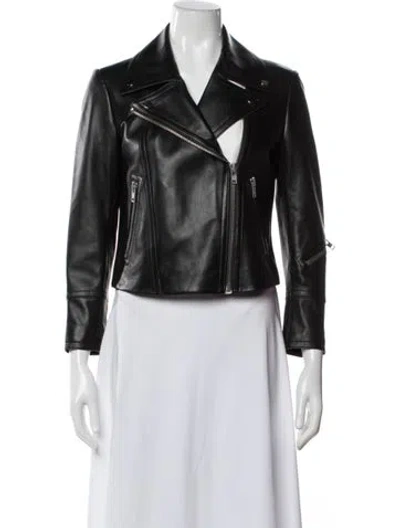 Pre-owned Yigal Azrouël Lamb Leather Biker Jacket In Black