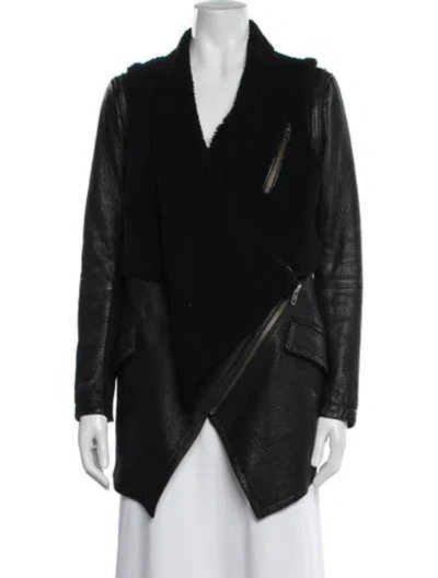 Pre-owned Yigal Azrouël Lamb Leather Biker Jacket In Black