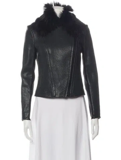 Pre-owned Yigal Azrouël Lamb Leather Biker Jacket In Black