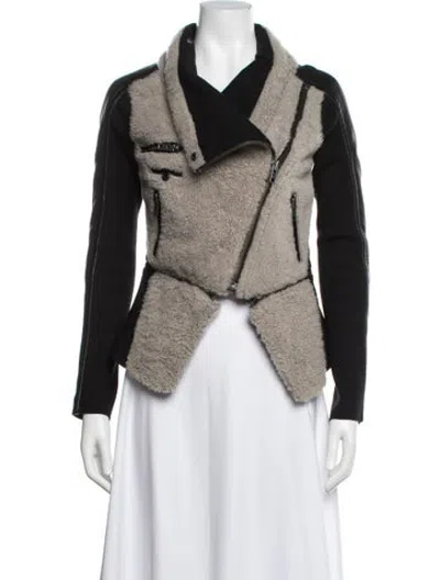 Pre-owned Yigal Azrouël Lamb Leather Biker Jacket In Black