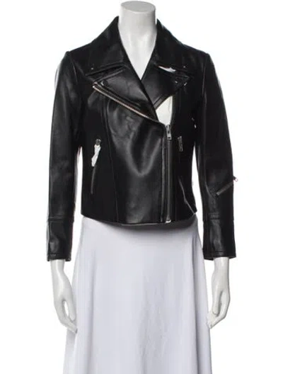 Pre-owned Yigal Azrouël Lamb Leather Biker Jacket W/ Tags In Black