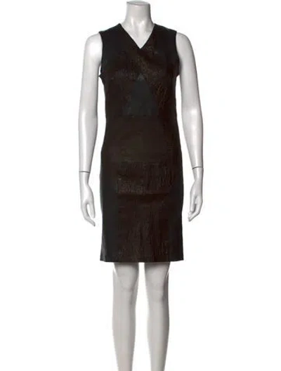 Pre-owned Yigal Azrouël Lamb Leather Knee-length Dress In Black